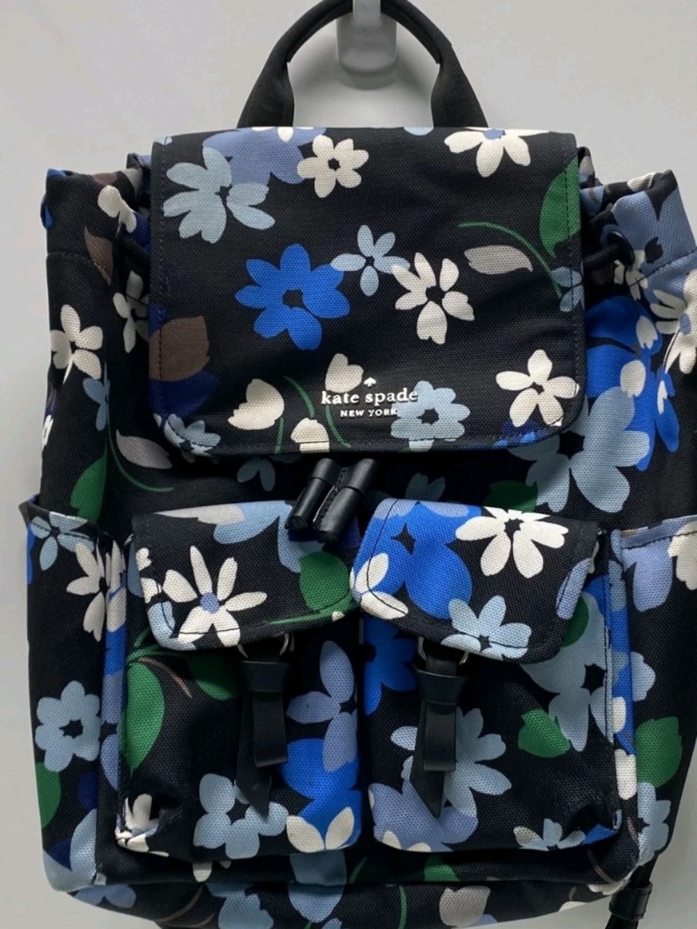kate spade Black Floral Mini Backpack with Blue, White & Green Accents - Picture 9 of 10